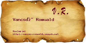 Vancsó Romuald névjegykártya